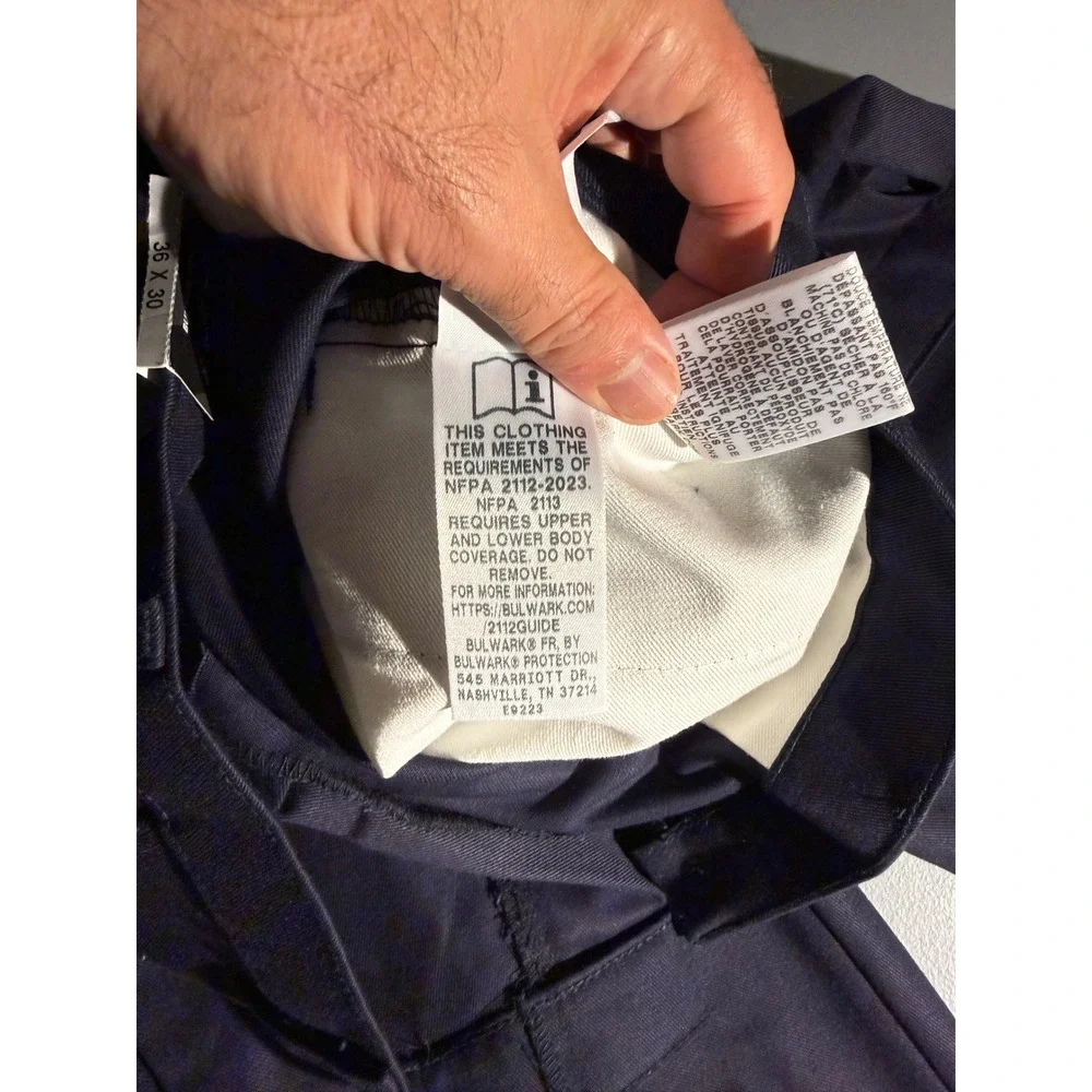 Bulwark FR Mens Navy Blue Flame Resistant Cargo Work Pants 36x30 NFPA 2112